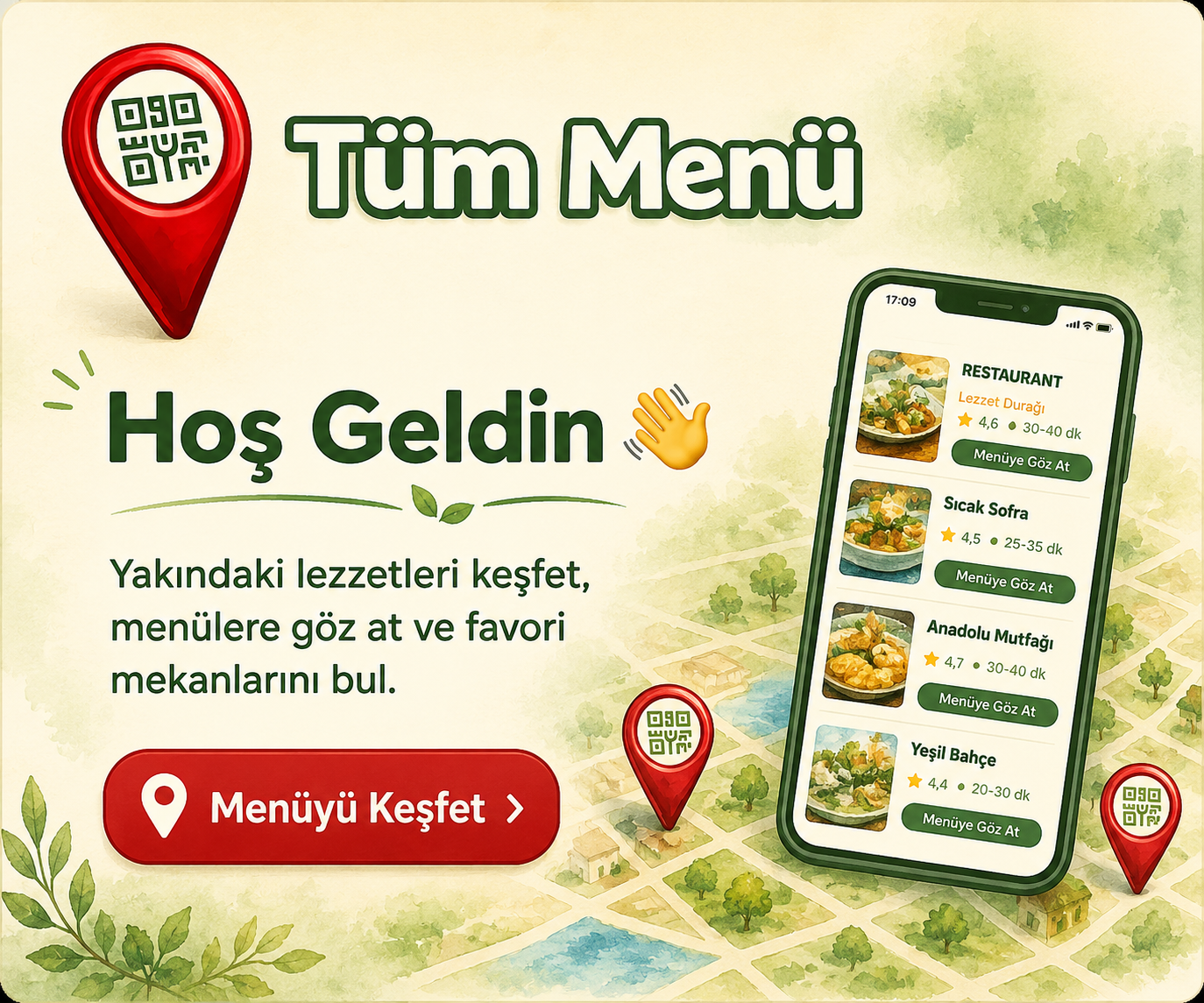 Tüm Menü — yakındaki menüleri keşfet